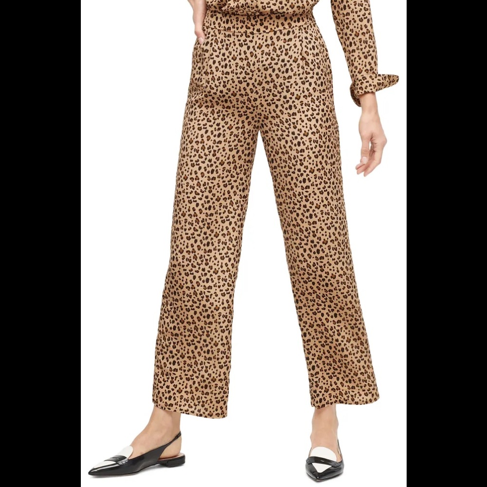 J Crew Silk Leopard Pull On Pants